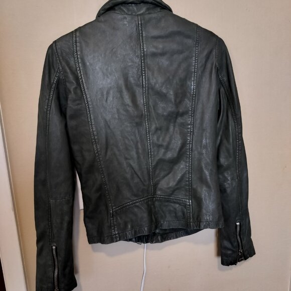 Forest Green Goosecraft Sheep Leather Jacket, Size S - Picture 2 of 9
